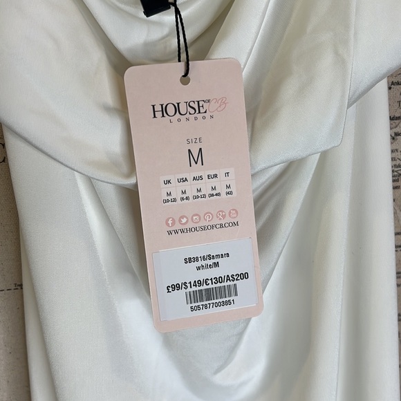 House of CB ‘Samara’ White Cowl Front Draped Jersey Dress NWT - Picture 11 of 11